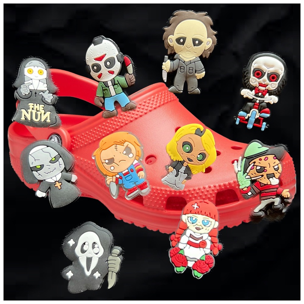 CROCS Jibbitz Classic Horror Movie Serial Killer Halloween Shoe Charms, 10 Piece